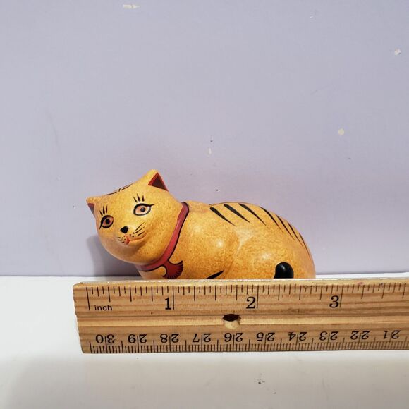 Franklin Mint 1986 Orange Handpainted Cat Kitten Figurine Korea ( 1.75" × 3" ) - Picture 7 of 8